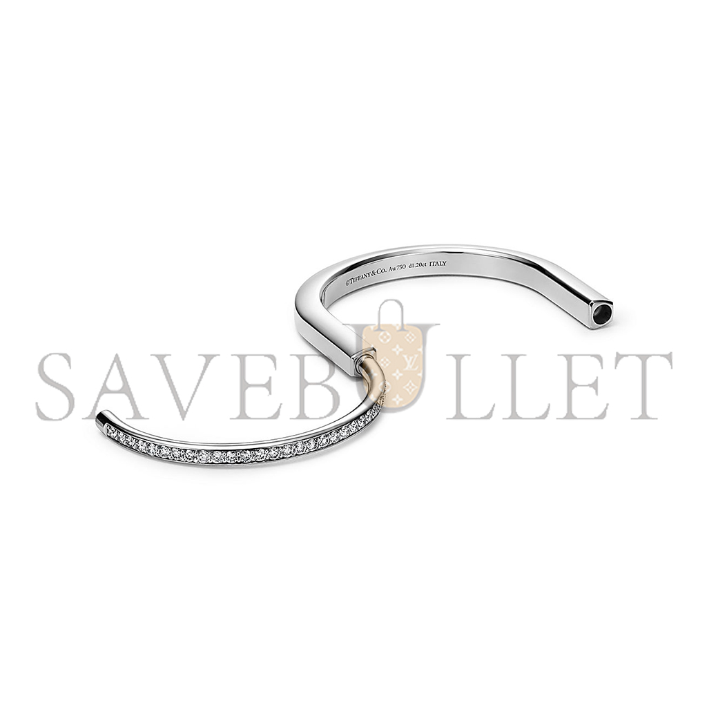 TIFFANY LOCK BANGLE IN WHITE GOLD WITH HALF PAVÉ DIAMONDS 70425300 TIFFANY LOCK BANGLE IN WHITE GOLD WITH HALF PAVÉ DIAMONDS 70425300